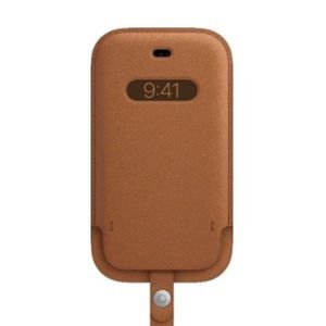 NIB iPhone 12 mini Leather Sleeve with MagSafe Saddle Brown